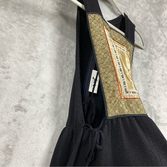 Vintage Miss Joann California Knit Apron Bib Fair Isle Floral Embroidered Dress - Picture 6 of 12